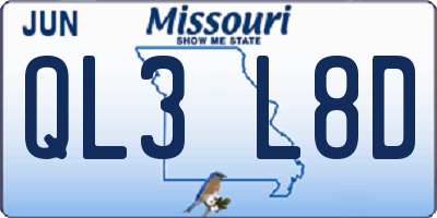 MO license plate QL3L8D