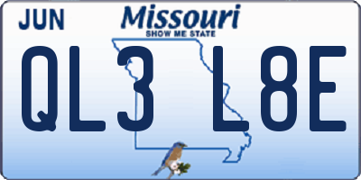 MO license plate QL3L8E