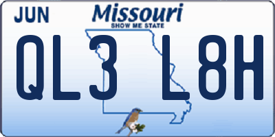 MO license plate QL3L8H