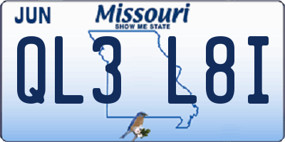 MO license plate QL3L8I