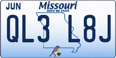 MO license plate QL3L8J