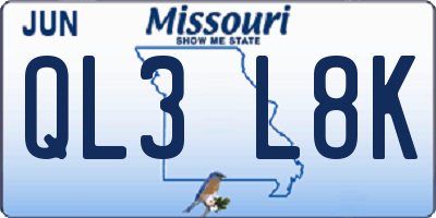 MO license plate QL3L8K