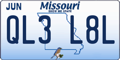 MO license plate QL3L8L