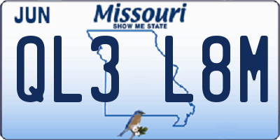 MO license plate QL3L8M