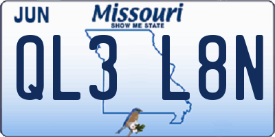 MO license plate QL3L8N