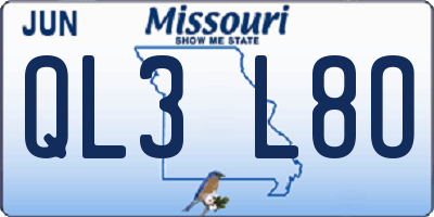 MO license plate QL3L8O
