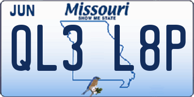 MO license plate QL3L8P