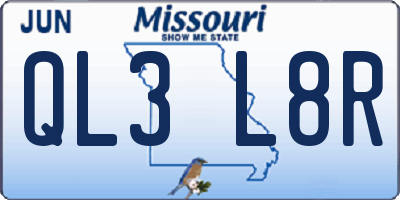 MO license plate QL3L8R