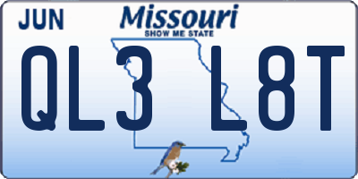 MO license plate QL3L8T