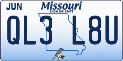 MO license plate QL3L8U