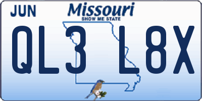 MO license plate QL3L8X