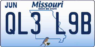 MO license plate QL3L9B