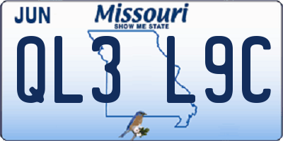 MO license plate QL3L9C