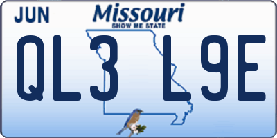 MO license plate QL3L9E