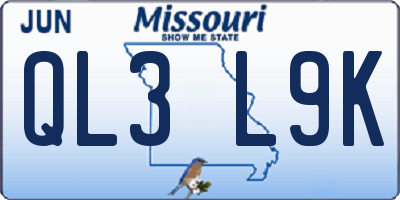 MO license plate QL3L9K