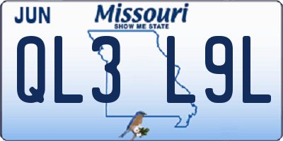 MO license plate QL3L9L