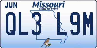 MO license plate QL3L9M