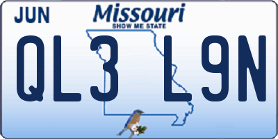 MO license plate QL3L9N