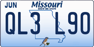 MO license plate QL3L9O