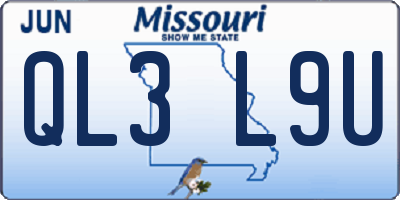 MO license plate QL3L9U