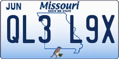 MO license plate QL3L9X