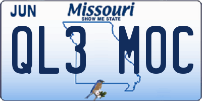 MO license plate QL3M0C
