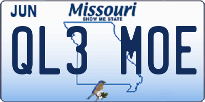 MO license plate QL3M0E