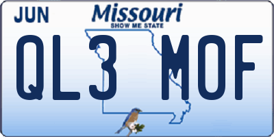 MO license plate QL3M0F