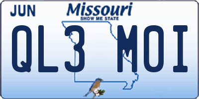 MO license plate QL3M0I