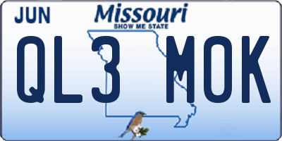 MO license plate QL3M0K