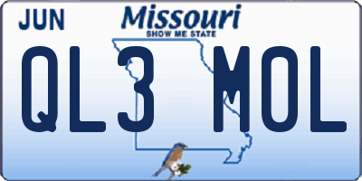 MO license plate QL3M0L