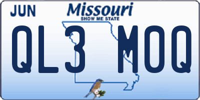 MO license plate QL3M0Q
