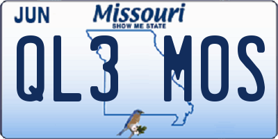MO license plate QL3M0S