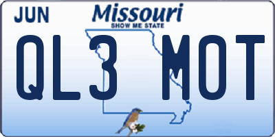 MO license plate QL3M0T