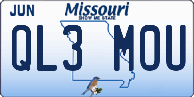 MO license plate QL3M0U