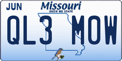 MO license plate QL3M0W