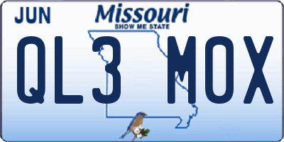 MO license plate QL3M0X