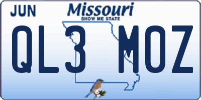 MO license plate QL3M0Z
