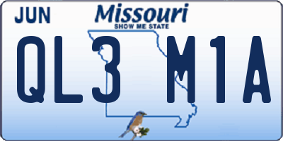 MO license plate QL3M1A