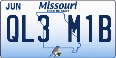 MO license plate QL3M1B