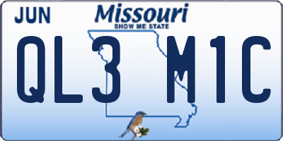 MO license plate QL3M1C