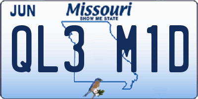 MO license plate QL3M1D