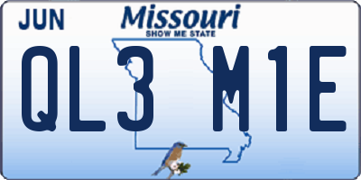 MO license plate QL3M1E