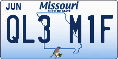 MO license plate QL3M1F