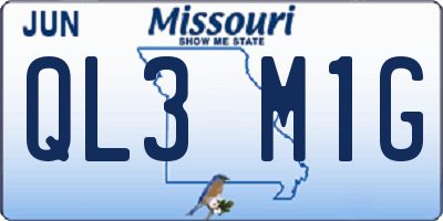 MO license plate QL3M1G