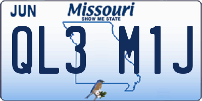 MO license plate QL3M1J