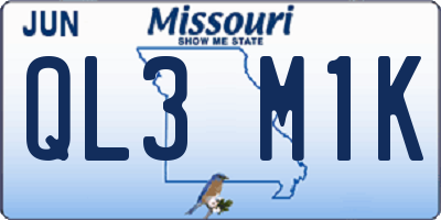 MO license plate QL3M1K
