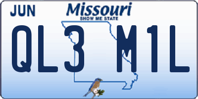 MO license plate QL3M1L
