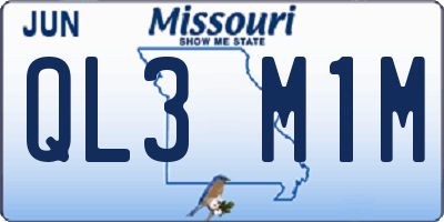 MO license plate QL3M1M