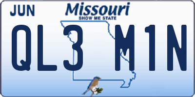 MO license plate QL3M1N